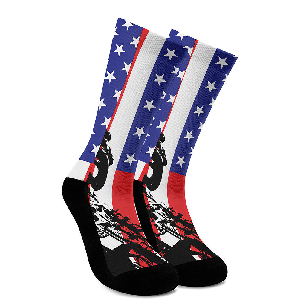 Military American Flag Print Crew Socks