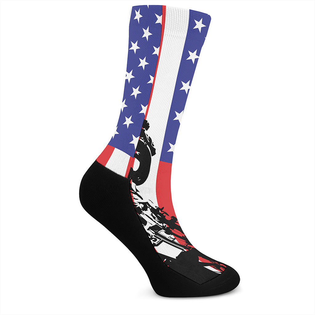 Military American Flag Print Crew Socks