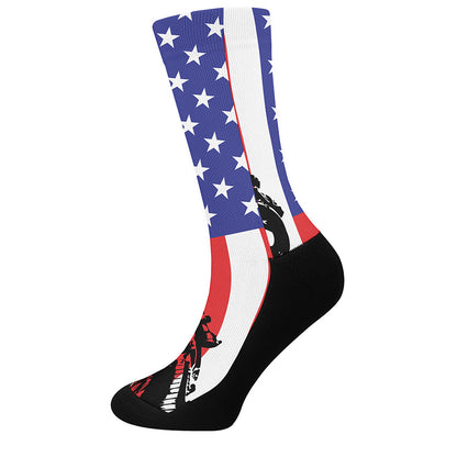 Military American Flag Print Crew Socks