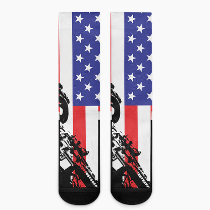 Military American Flag Print Crew Socks
