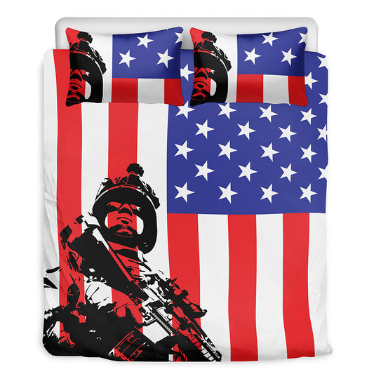 Military American Flag Print Duvet Cover Bedding Set