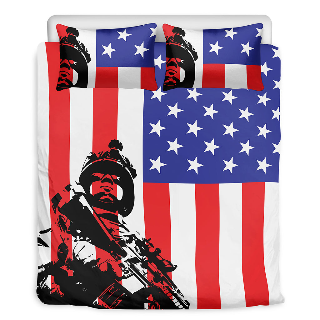 Military American Flag Print Duvet Cover Bedding Set