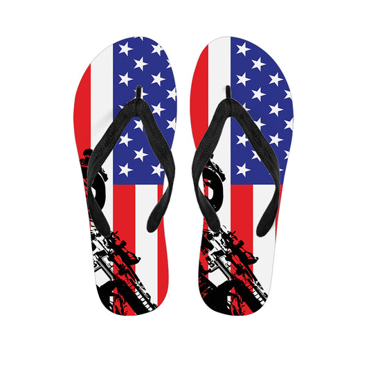 Military American Flag Print Flip Flops