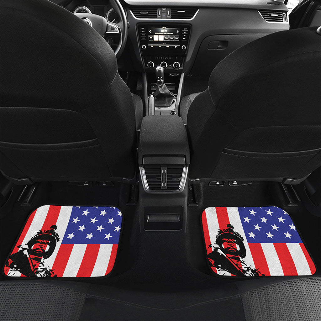 Military American Flag Print Front and Back Car Floor Mats