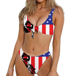 Military American Flag Print Front Bow Tie Bikini