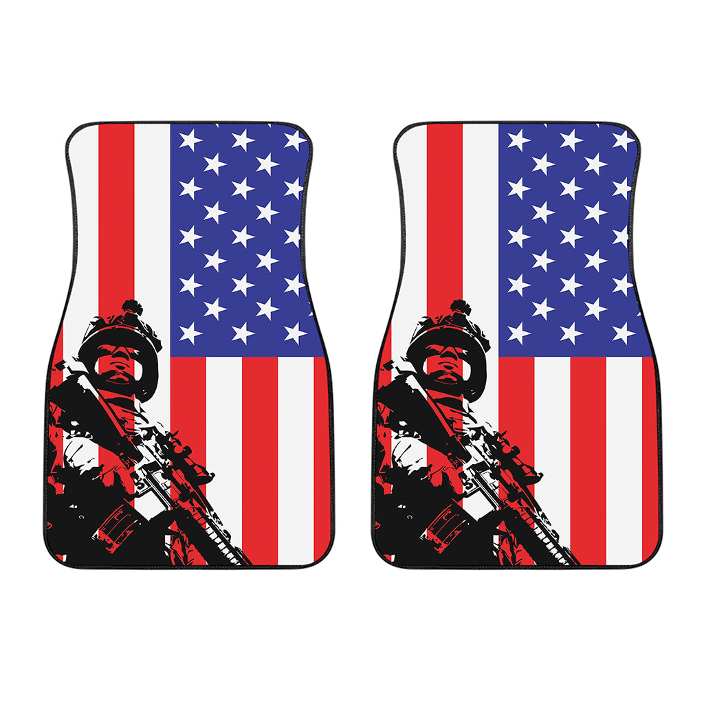 Military American Flag Print Front Car Floor Mats