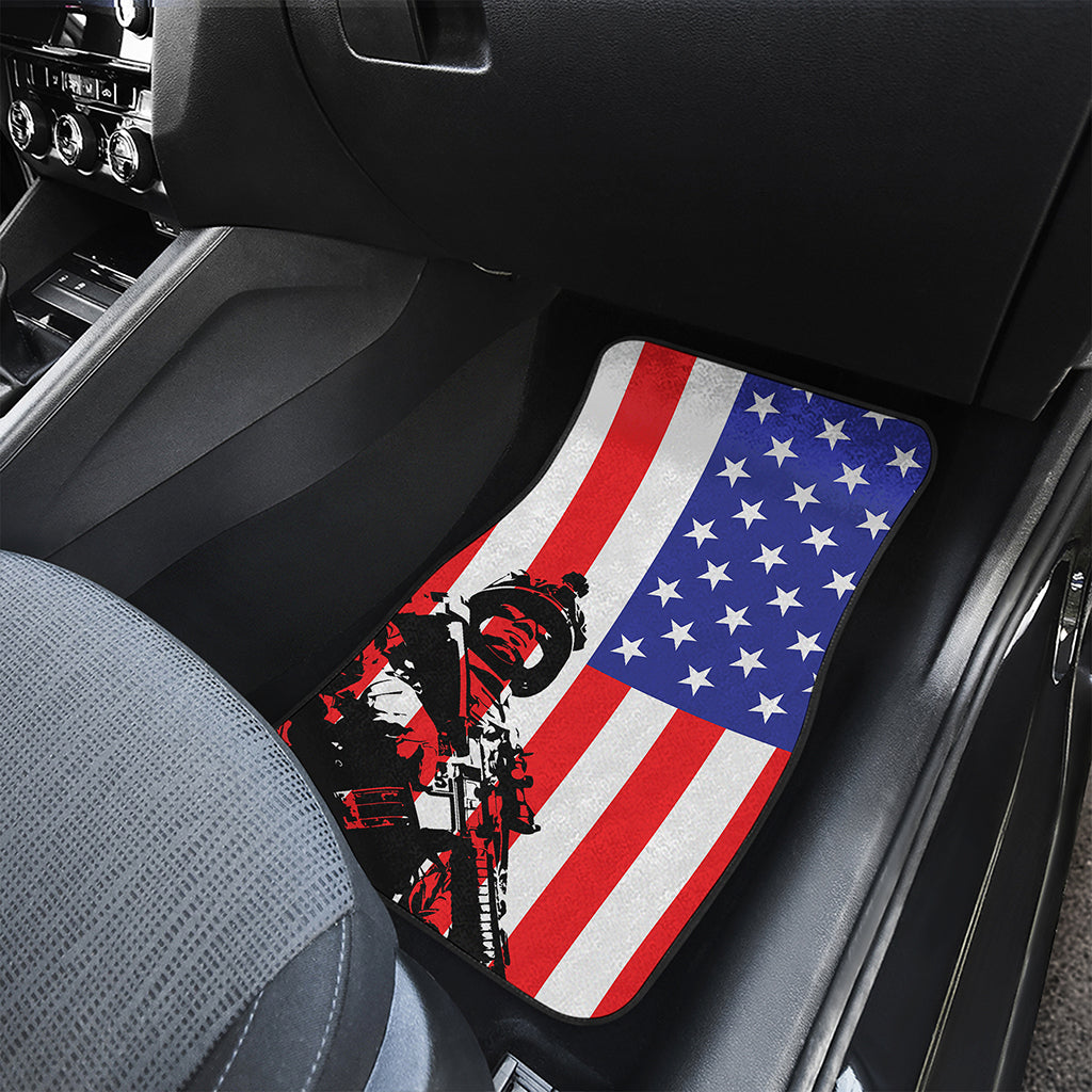 Military American Flag Print Front Car Floor Mats