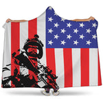 Military American Flag Print Hooded Blanket
