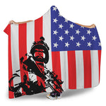 Military American Flag Print Hooded Blanket