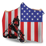 Military American Flag Print Hooded Blanket