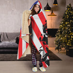 Military American Flag Print Hooded Blanket