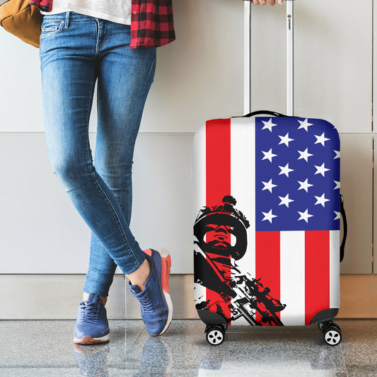 Military American Flag Print Luggage Cover