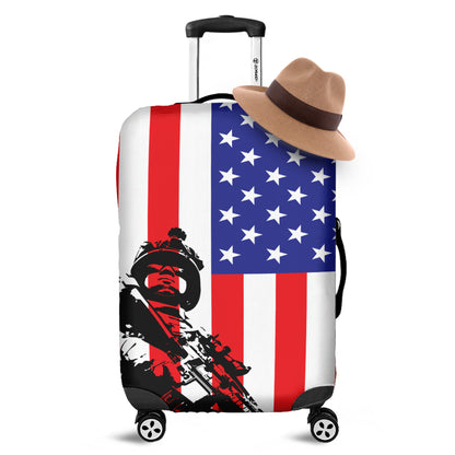 Military American Flag Print Luggage Cover