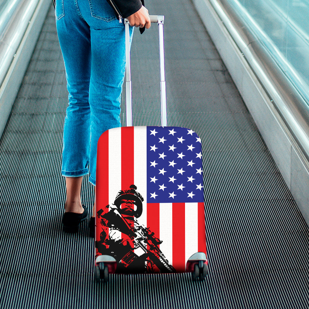 Military American Flag Print Luggage Cover