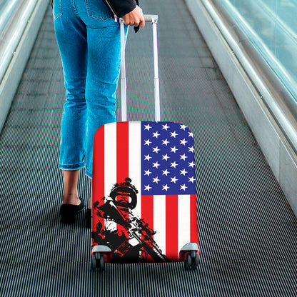Military American Flag Print Luggage Cover