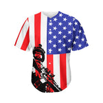 Military American Flag Print Men's Baseball Jersey
