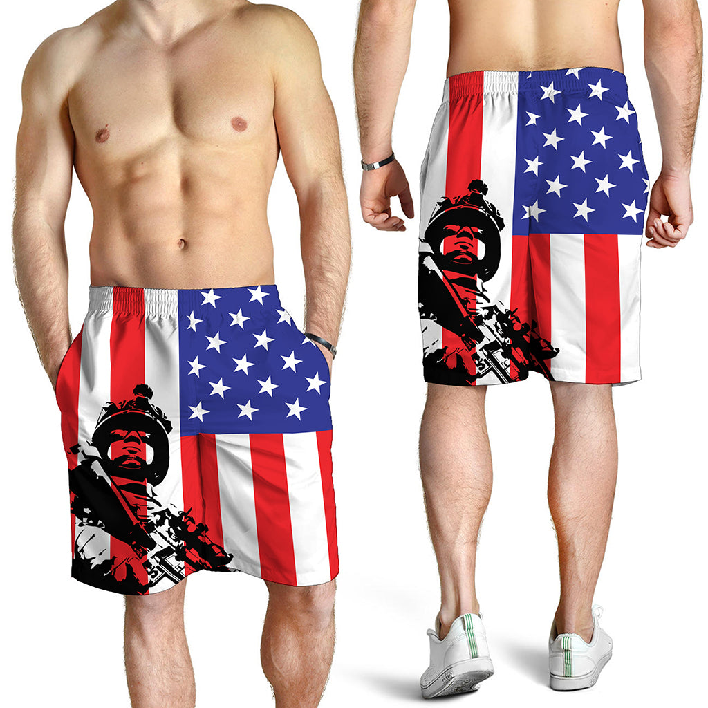 Military American Flag Print Men's Shorts