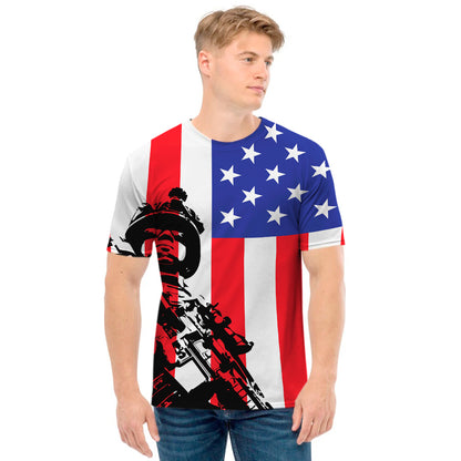 Military American Flag Print Men's T-Shirt