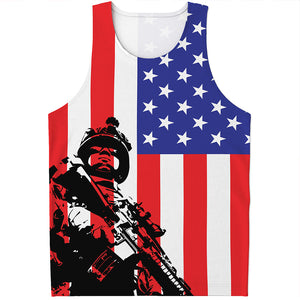 Military American Flag Print Men's Tank Top