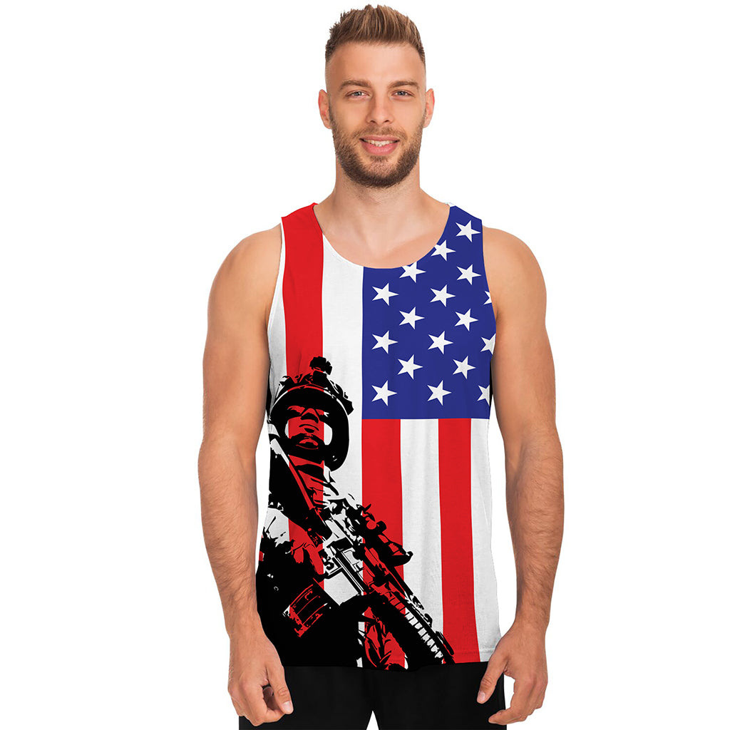 Military American Flag Print Men's Tank Top