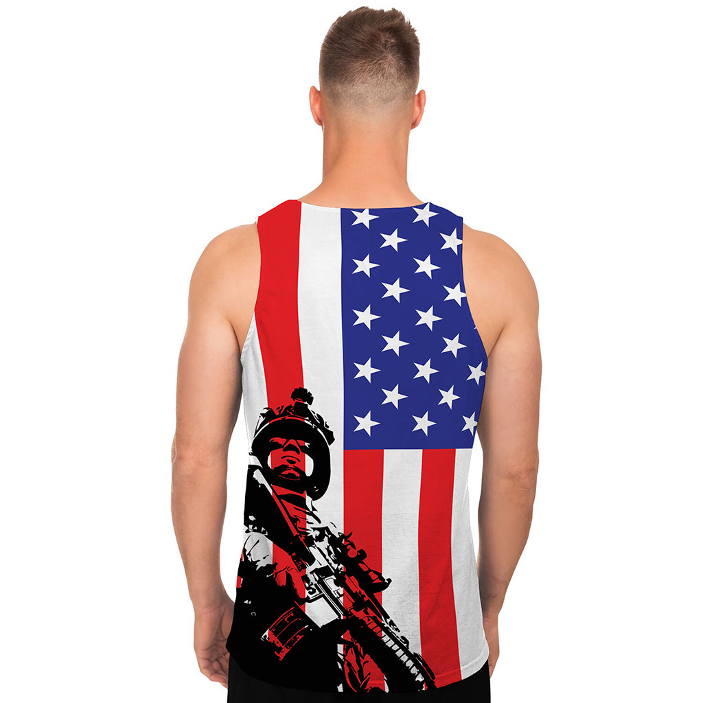 Military American Flag Print Men's Tank Top