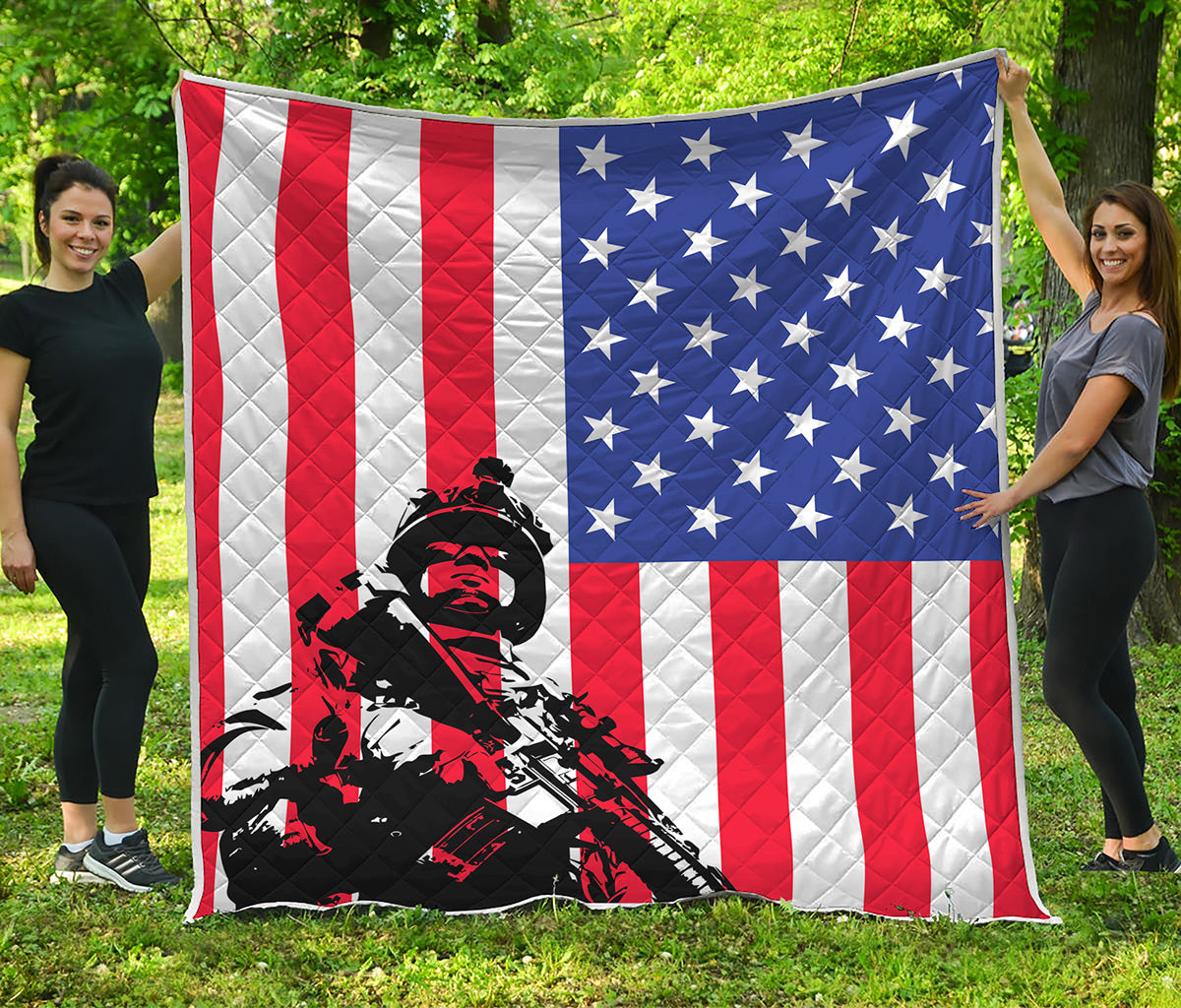 Military American Flag Print Quilt