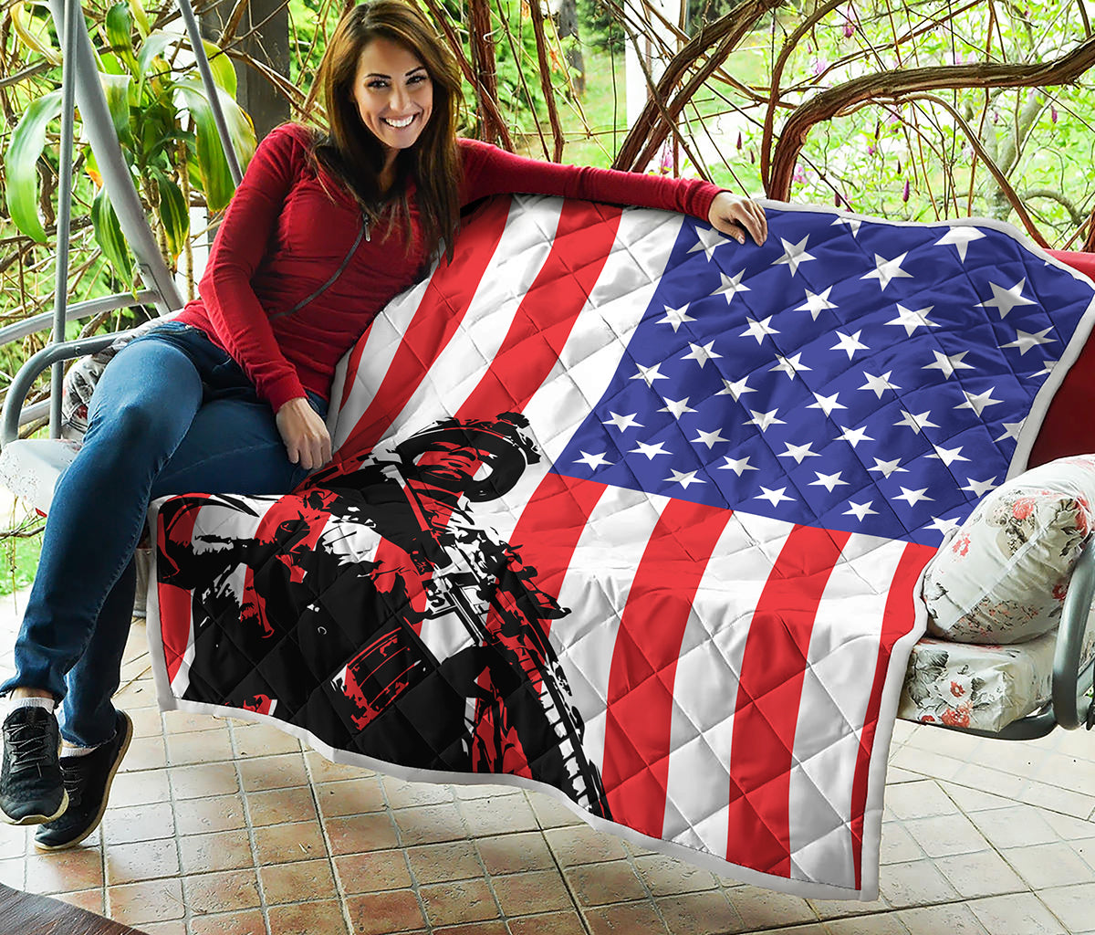 Military American Flag Print Quilt