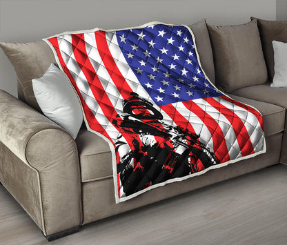 Military American Flag Print Quilt
