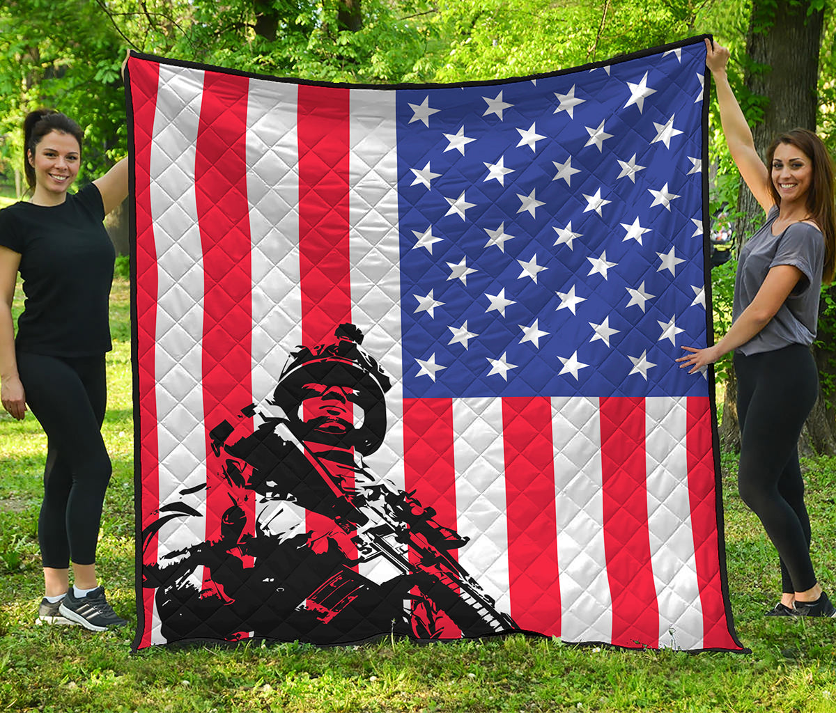 Military American Flag Print Quilt