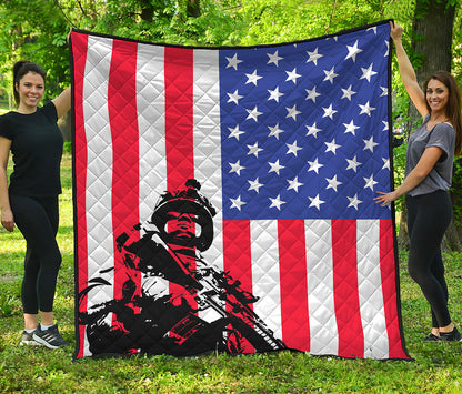 Military American Flag Print Quilt