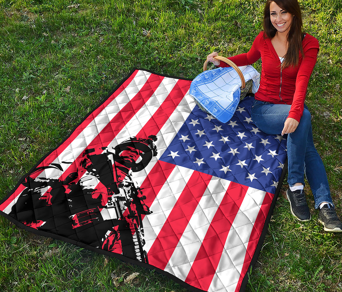 Military American Flag Print Quilt