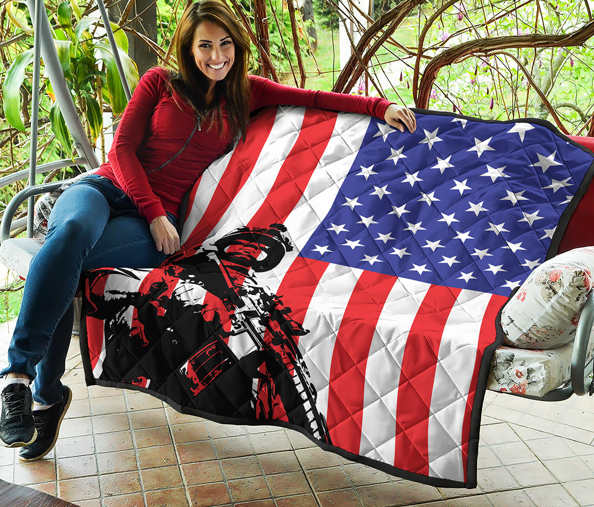 Military American Flag Print Quilt