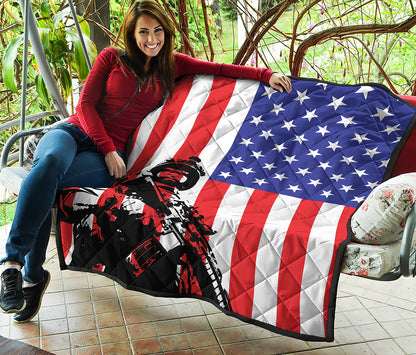 Military American Flag Print Quilt
