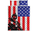 Military American Flag Print Quilt Bed Set
