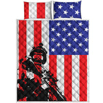 Military American Flag Print Quilt Bed Set