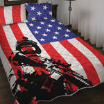 Military American Flag Print Quilt Bed Set