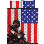 Military American Flag Print Quilt Bed Set
