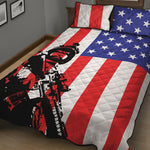 Military American Flag Print Quilt Bed Set