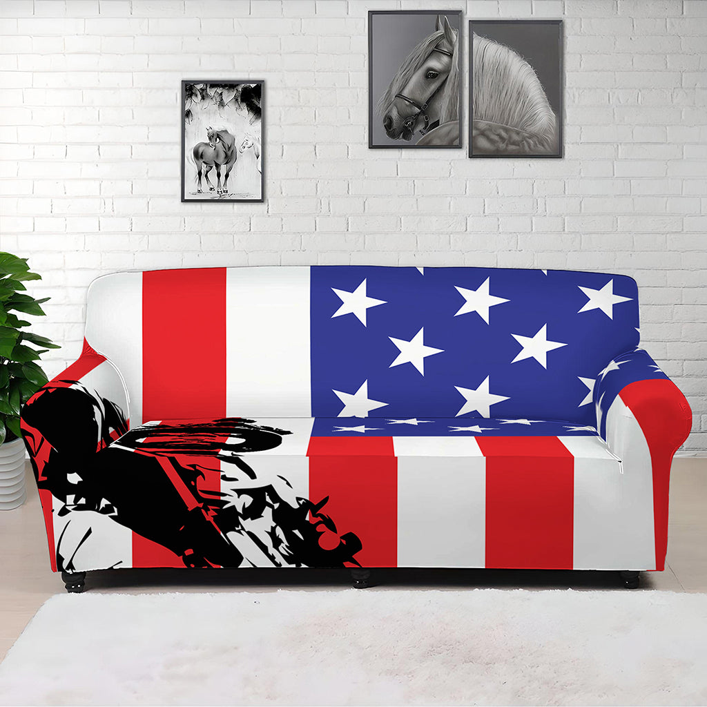 Military American Flag Print Sofa Cover