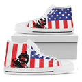 Military American Flag Print White High Top Sneakers