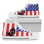 Military American Flag Print White High Top Shoes