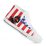 Military American Flag Print White High Top Shoes