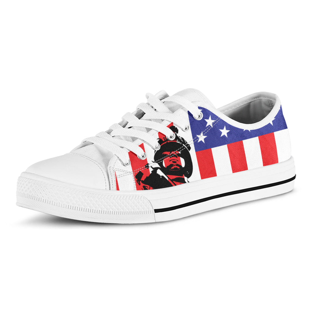 Military American Flag Print White Low Top Shoes