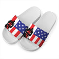 Military American Flag Print White Slide Sandals