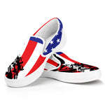 Military American Flag Print White Slip On Shoes