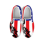 Military American Flag Print White Slip On Shoes