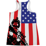 Military American Flag Print Women's Racerback Tank Top
