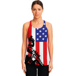 Military American Flag Print Women's Racerback Tank Top