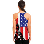 Military American Flag Print Women's Racerback Tank Top