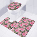Military Camouflage Flower Pattern Print 3 Piece Bath Mat Set